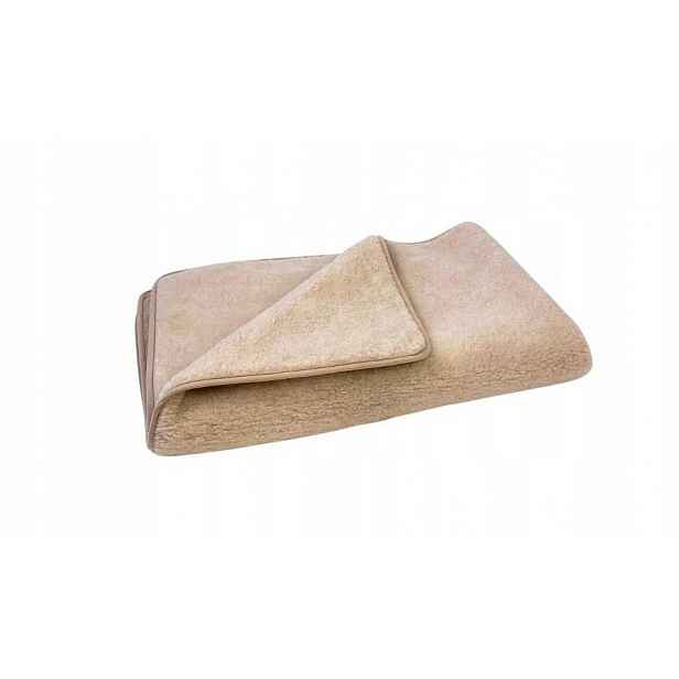 Vlněná deka z merino 220x200 Béžová přírodní v odstínu béžové