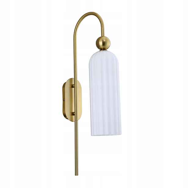 Nástěnné svítidlo glamour zlaté skleněné s ozdobným bílým stínidlem Light Prestige