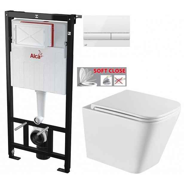 Předstěnový instalační systém s bílým tlačítkem M1710 + WC INVENA FLORINA /VÍROVÉ SPLACH/ WITH SOFT, včetně soft/close sedátka AM101/1120 M1710 FL1