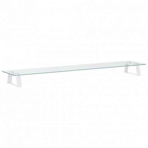 vidaXL Stojan na monitor bílý 100 x 20 x 8 cm tvrzené sklo a kov