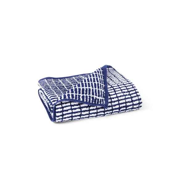 Bílý/modrý froté ručník s příměsí bambusu 50x100 cm Nuance – JUNA