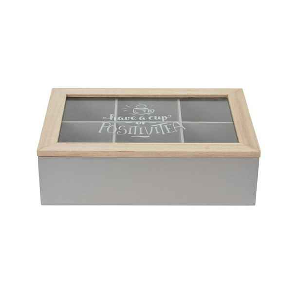 Excellent Houseware Krabička na čaj Positiv šedá