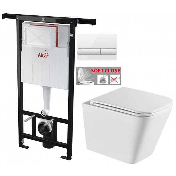 Předstěnový instalační systém s bílým tlačítkem M1710 + WC INVENA FLORINA /VÍROVÉ SPLACH/ WITH SOFT, včetně soft/close sedátka AM102/1120 M1710 FL1