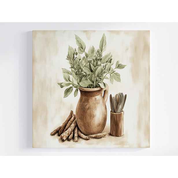 Obraz Na Plátně Canvas Kuchyně Džbán Bylinky Koření Vintage 50x50