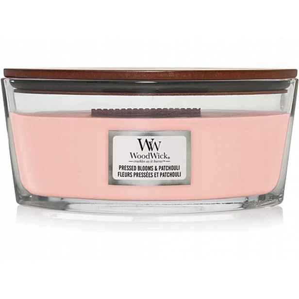 WoodWick svíčka s dřevěným knotem Elipsa Pressed Blooms & Patchouli 453,6 g