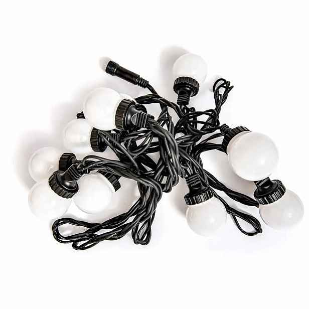 Easy Fix LED party osvětlení, 5 m, venkovní, 10 kouliček, 70 ledově bílých diod, černý kabel, IP67, prodlužovací