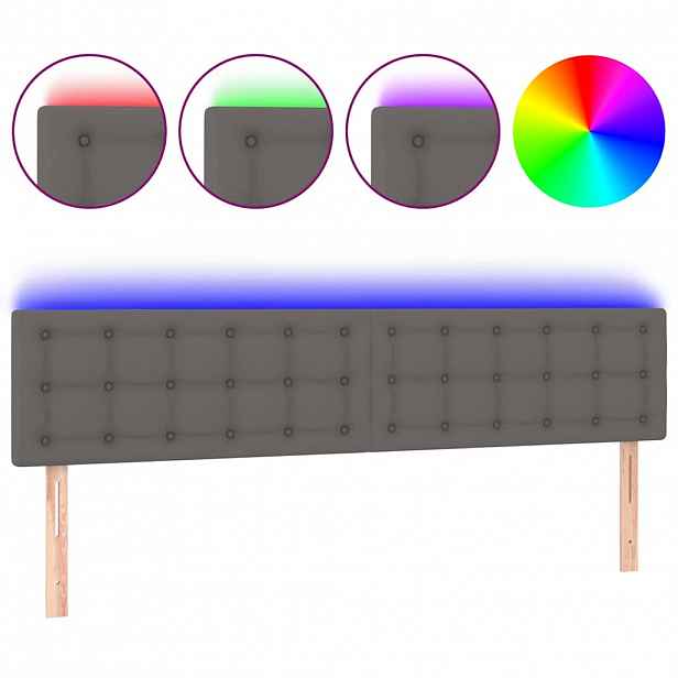 vidaXL Čelo postele s LED šedé 160x5x78/88 cm umělá kůže