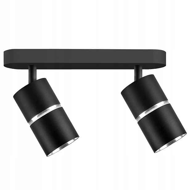 Stropní nástěnná lampa černá nastavitelná 2 reflektory 26 cm Polux