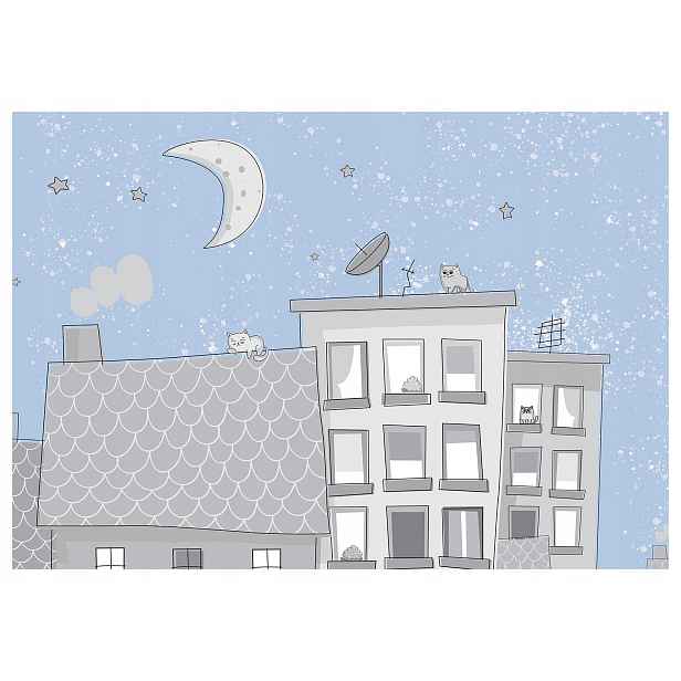 Fototapeta Noční kočky město hvězdy měsíc ilustrace 460x300 lepidlo