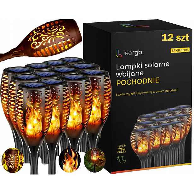 Solární Zahradní Lampa Led Pochodeň Plamen Oheň Solární Lampy 12 Kusů