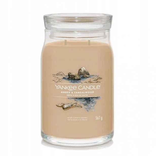 Yankee Candle Amber & Sandalwood Velká sójová svíčka se dvěma knoty 567 g