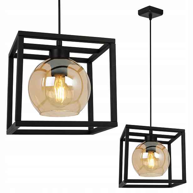 Závěsné Stropní Svítidlo Lustr Klec Elegantní Skleněná Koule Med
