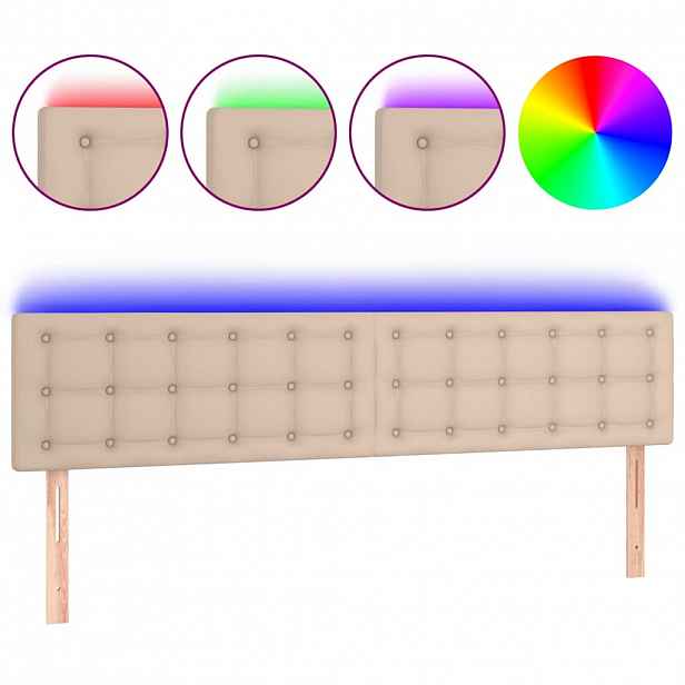 vidaXL Čelo postele s LED cappuccino 160x5x78/88 cm umělá kůže