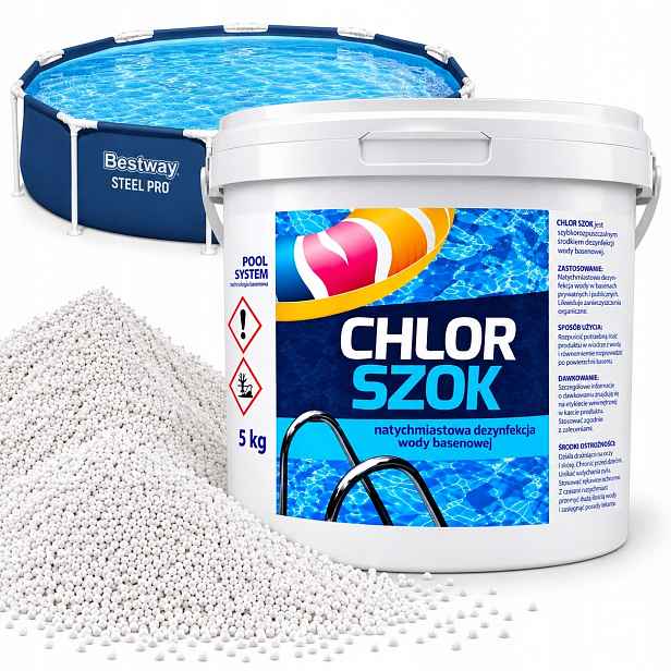 Chlor Granulát 5 L Do Bazénu Pro Začátek Sezóny Rychlé Působení Vody V Bazénu