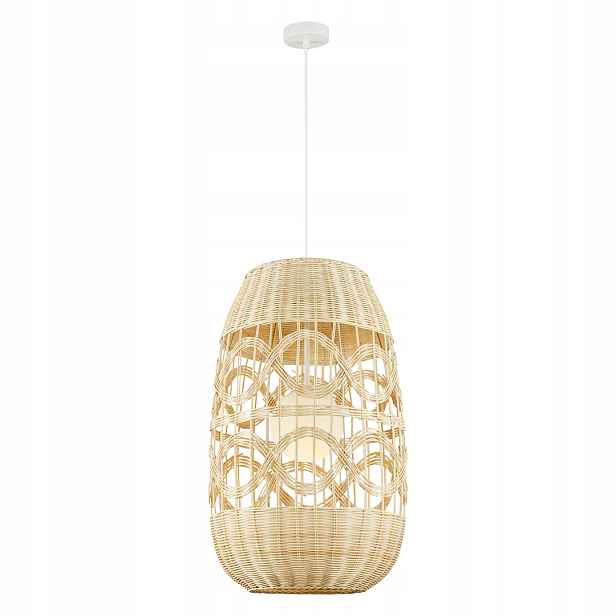 ML0353 Ratanová závěsná lampa 1xE14 fi 400 bílá Arona Natural Eko-light