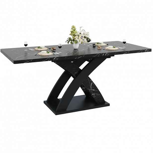 Modfu JÍDELNÍ stůl 160x80x75 cm černý z MDF a kovu rozkládací
