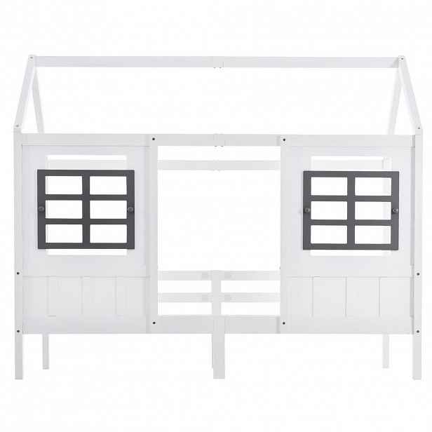 Redom DĚTSKÁ postel 200/90 cm s domkem, 2 okny a bezpečnostními bočnicemi, stabilní konstrukce, Bílá