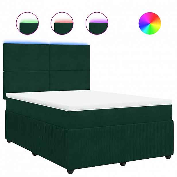 vidaXL Box spring postel s matrací tmavě zelená 140x190 cm samet