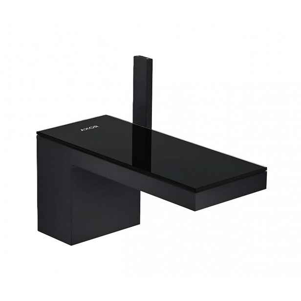 Axor MyEdition - Umyvadlová baterie s výpustí Push-Open, matná černá/černé sklo 47010670
