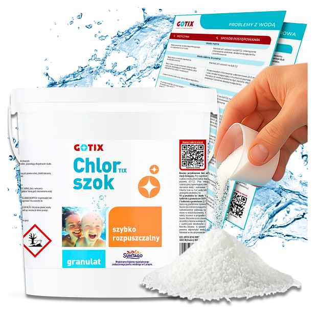 Chlor Šok do bazénu Vířivka Spa Chlor Šok Granule Chemie do bazénu 5 kg