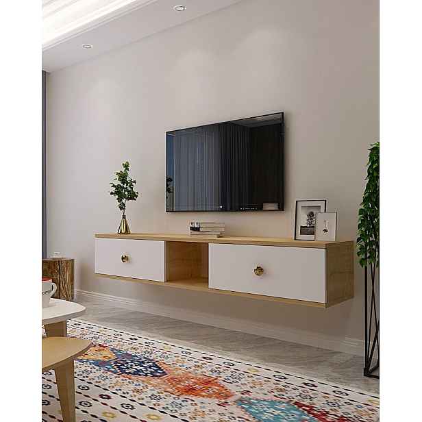 TV stolek Zuzu 150 - Sapphire Oak, White