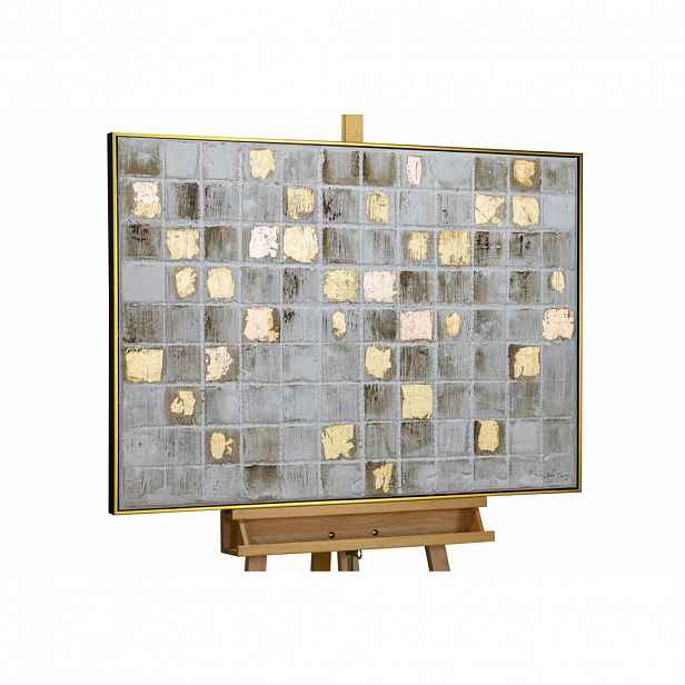 KUNSTLOFT RUČNĚ MALOVANÝ AKRYLOVÝ OBRAZ ŠEDÝ/ZLATÝ, 103/78 CM