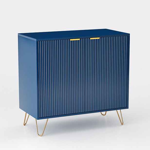 SHOPENTRA KOMODA 80x40x78cm tmavě modrá se zlatými akcenty, moderní design