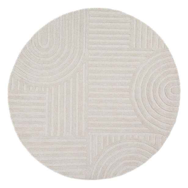 Slonovinový ručně tkaný vlněný kulatý koberec ø 160 cm Zen Garden – Flair Rugs