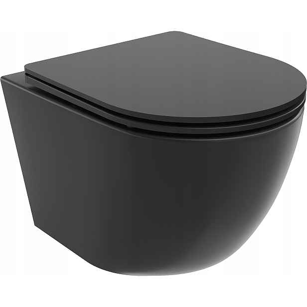 Wc mísa Catania rimless Tornado černá deska Duroplast Uv Nano coating