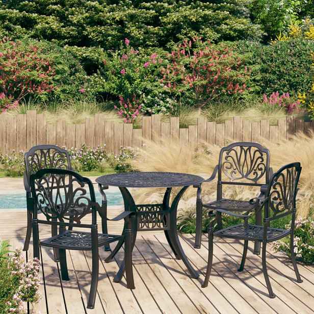 Zahradní bistro set 5 ks litý hliník Černá