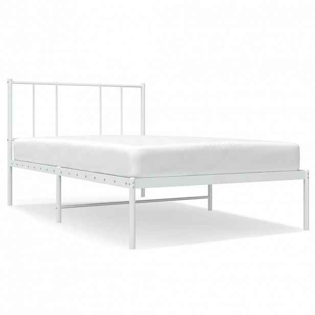 vidaXL Kovový rám postele bez matrace s čelem bílý 75 x 190 cm