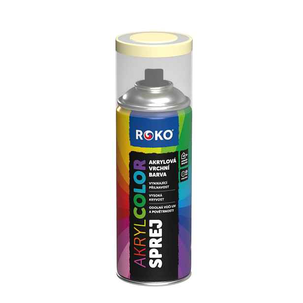 Barva akrylová vrchní Roko AKRYCOLOR Sprej slonová kost světlá, 400 ml