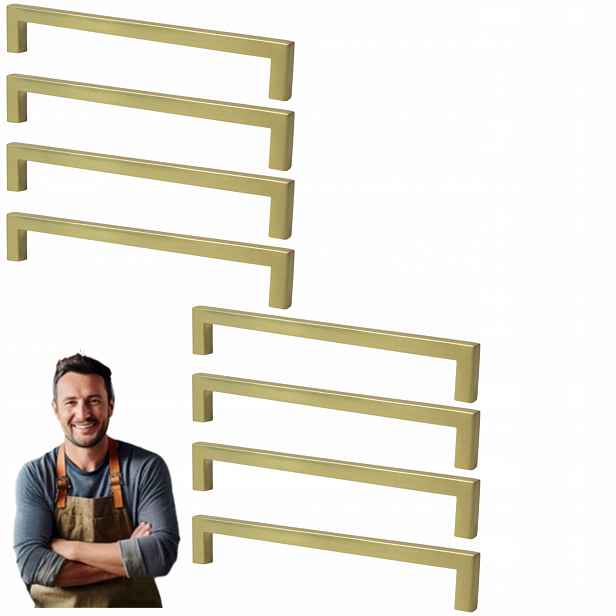 Nábytková Úchytka do skříňky Zásuvky Apollo 160 mm Zlatý Kartáčovaný 8ks
