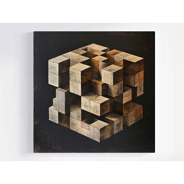 Obraz Na Plátně Canvas Abstrakce Kostka Krychle Puzzle Iluze 3D 50x50