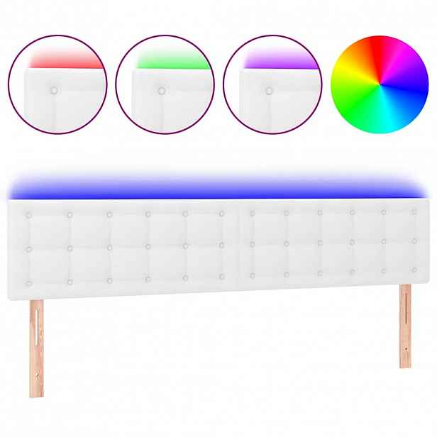 vidaXL Čelo postele s LED bílé 180x5x78/88 cm umělá kůže