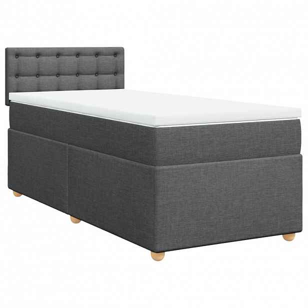vidaXL Box spring postel s matrací tmavě šedá 100 x 200 cm textil