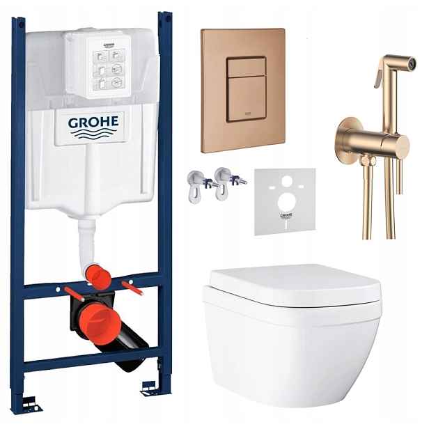 Podomítkový Wc set Stelaz S Wc mísou Grohe Euro Ceramic Tlačítko, baterie