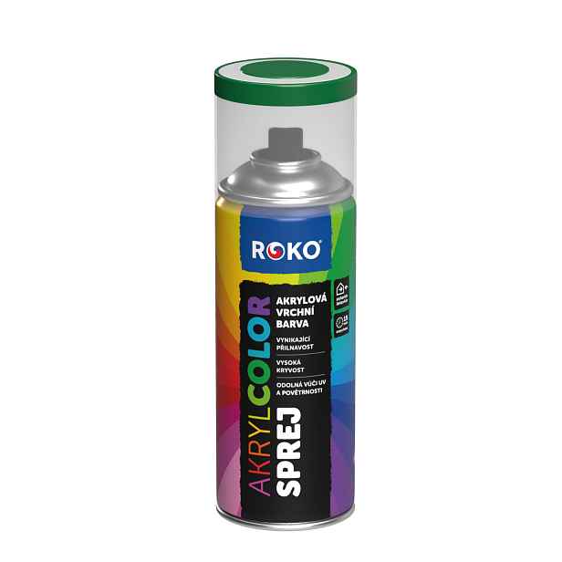 Barva akrylová vrchní Roko AKRYCOLOR Sprej listová zelená, 400 ml