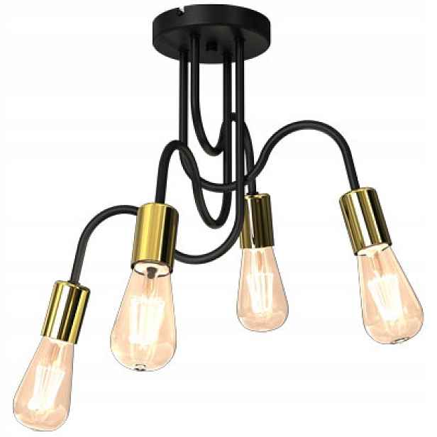 Luminex Stropní svítidlo Dow 4xE27 černo-zlatá 15W industriální IP20