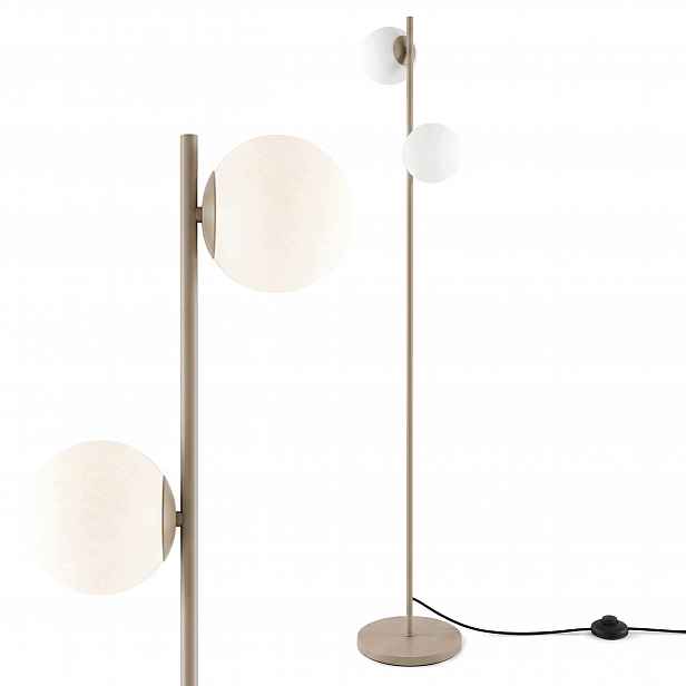 Stojací podlahová Led lampa 2X G9 Kule Lampička na čtení Vypínač Béžová