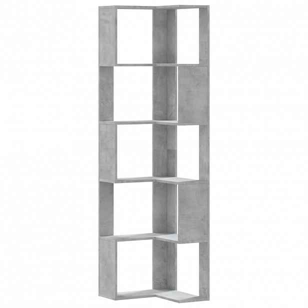 vidaXL Rohová 5patrová knihovna betonově šedá 50x50x179 cm kompozit