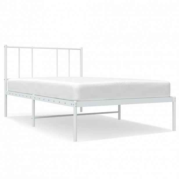vidaXL Kovový rám postele s čelem bílý 90 x 200 cm