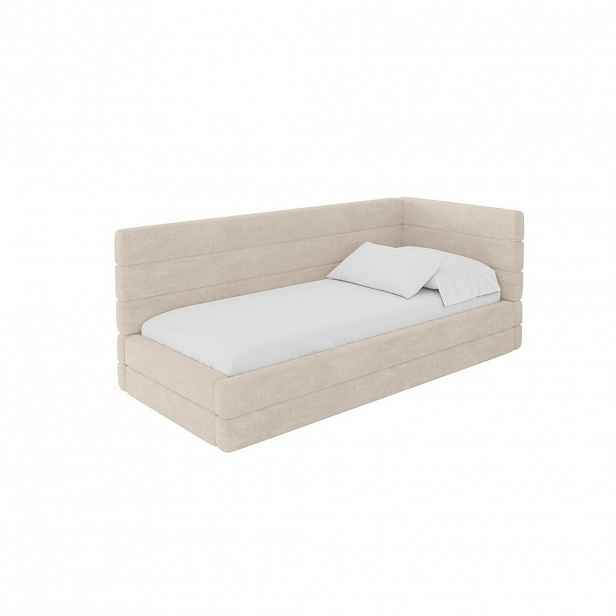 ALTDECOR JEDNOLŮŽKOVÁ POSTEL pro mládež s úložným prostorem a matrací H3/H4, vlevo - BEMY 100x200 béžová