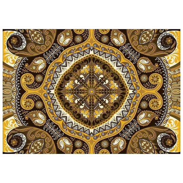 Fototapeta Paisley Geometrický Květinový Zlatý Hnědý 312x219 lepidlo