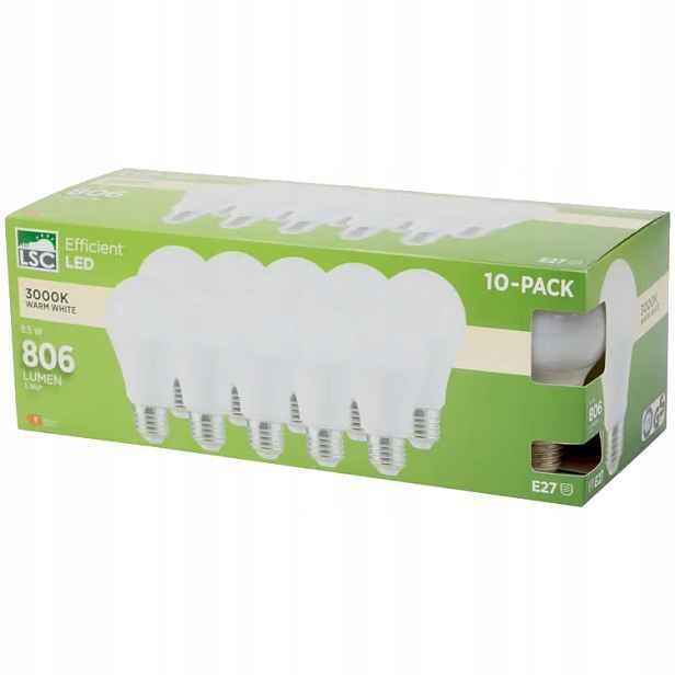 Led žárovky Lsc E27 teplá bílá 10 kusů 806lm 3000k obývací pokoj ložnice