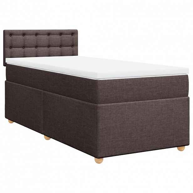 vidaXL Box spring postel s matrací tmavě hnědá 100 x 200 cm textil