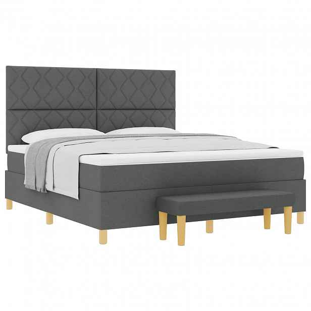 vidaXL Postel s boxspringem s polštářem Tmavě šedá 200 x 180 cm textil