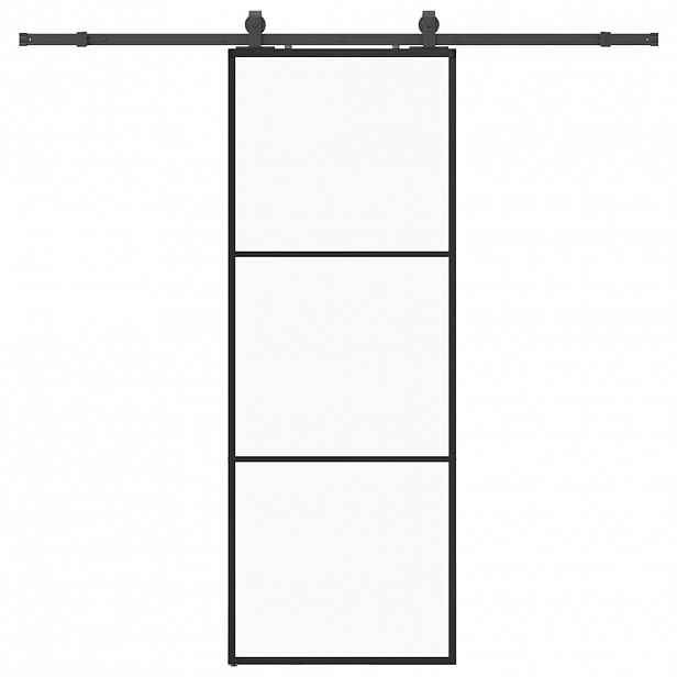 vidaXL Posuvné dveře se sadou kování černé 76x205 cm ESG Glass
