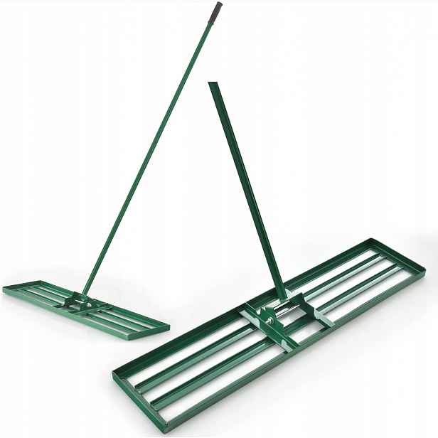 Costway Nivelátor pro trávník 106 cm Hrábě 170 cm Kov