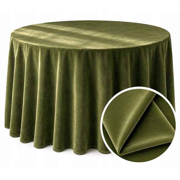 Ubrus kulatý Matný Velur 320 cm lesní zeleň Khaki